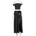 Women's Top And Slit Pleated Skirt Set