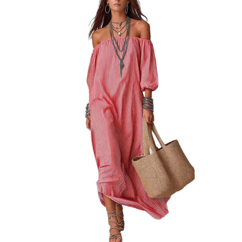 New SpringSummer Elegant Striped Loose-Fit Chic Holiday Dress For Women