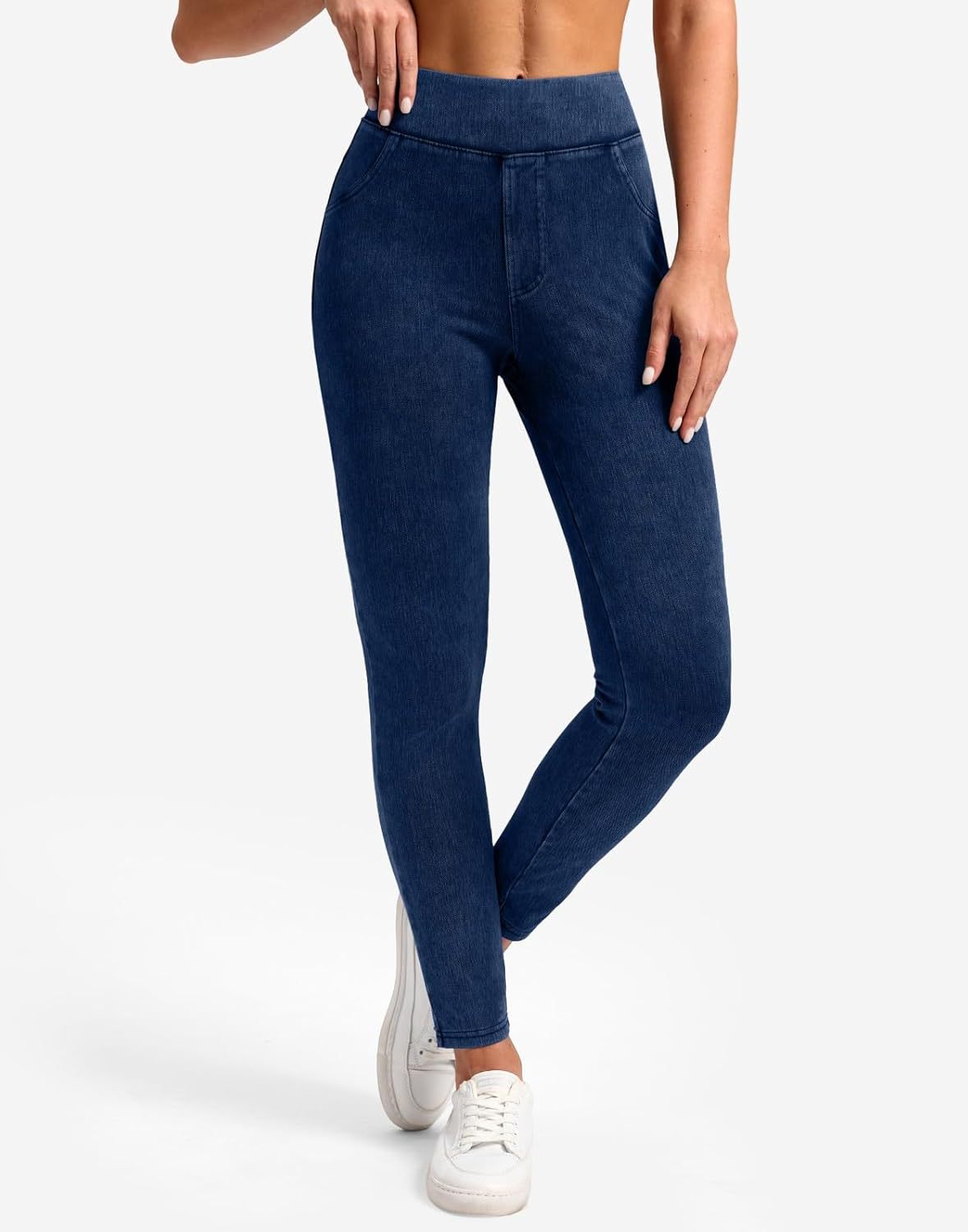 High Waist Slimming Hip Raise Tight Double Pocket Sports Casual Ankle Banded Pants